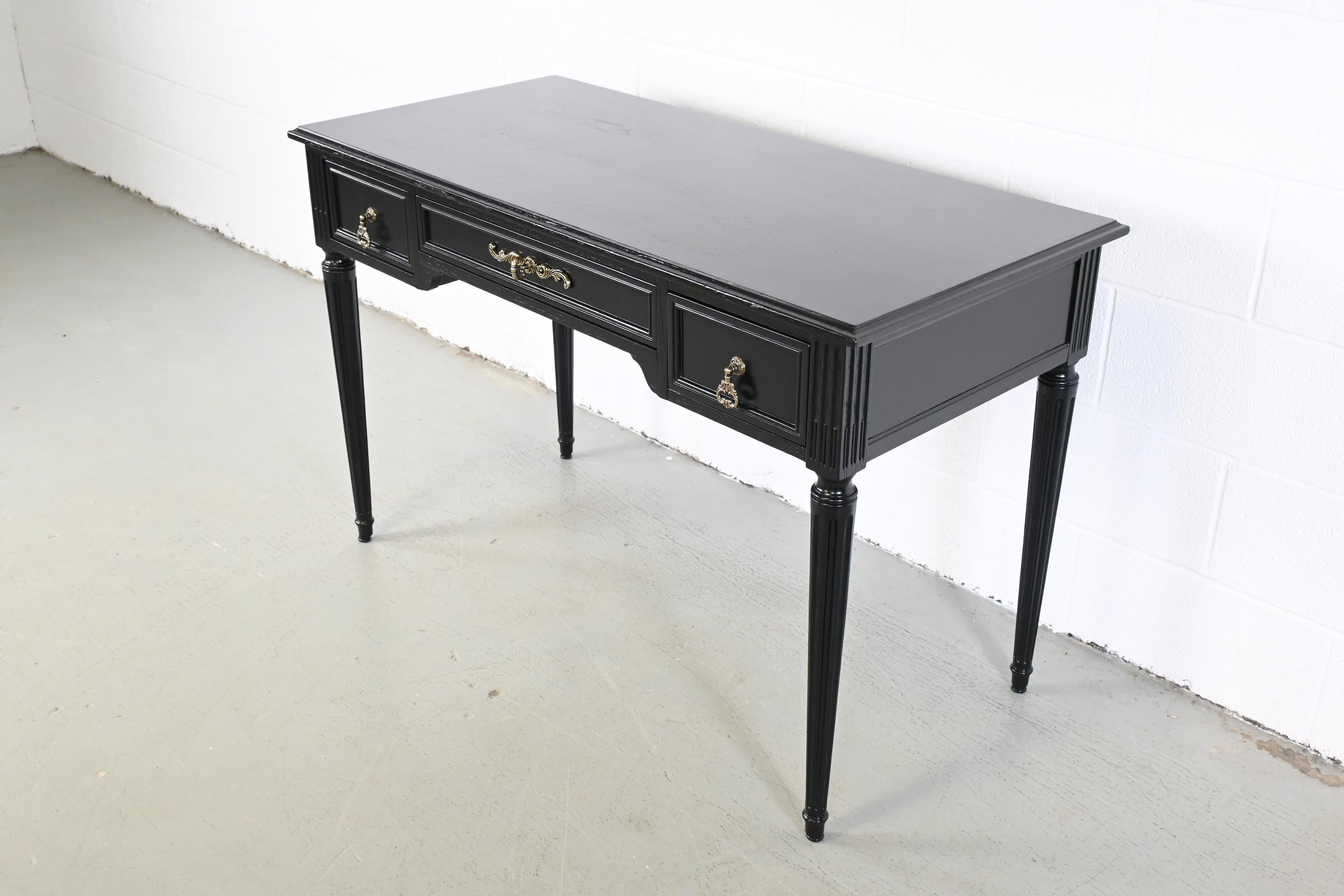 Wood Henredon French Regency Black Lacquered Writing Desk