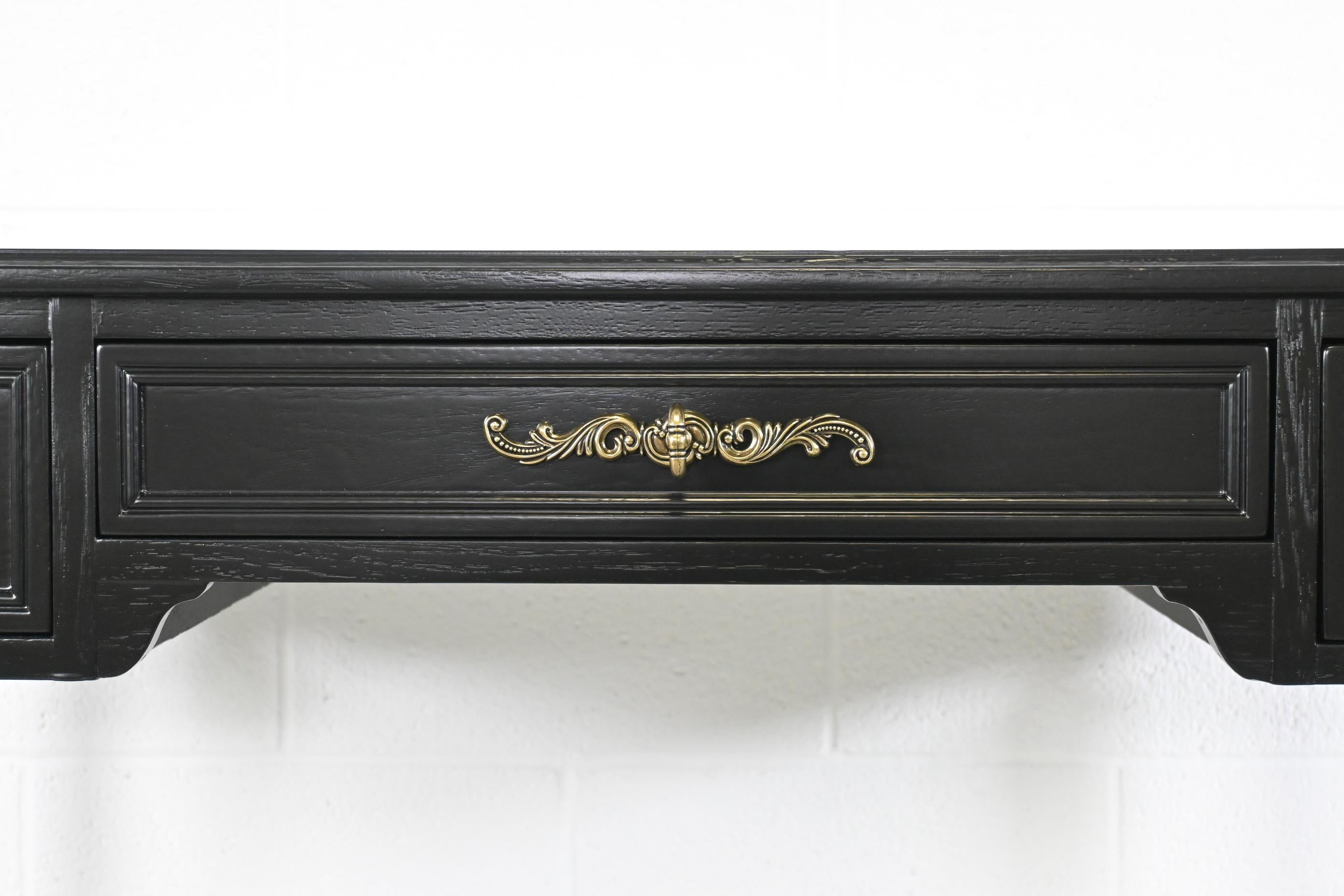 Henredon French Regency Black Lacquered Writing Desk 1