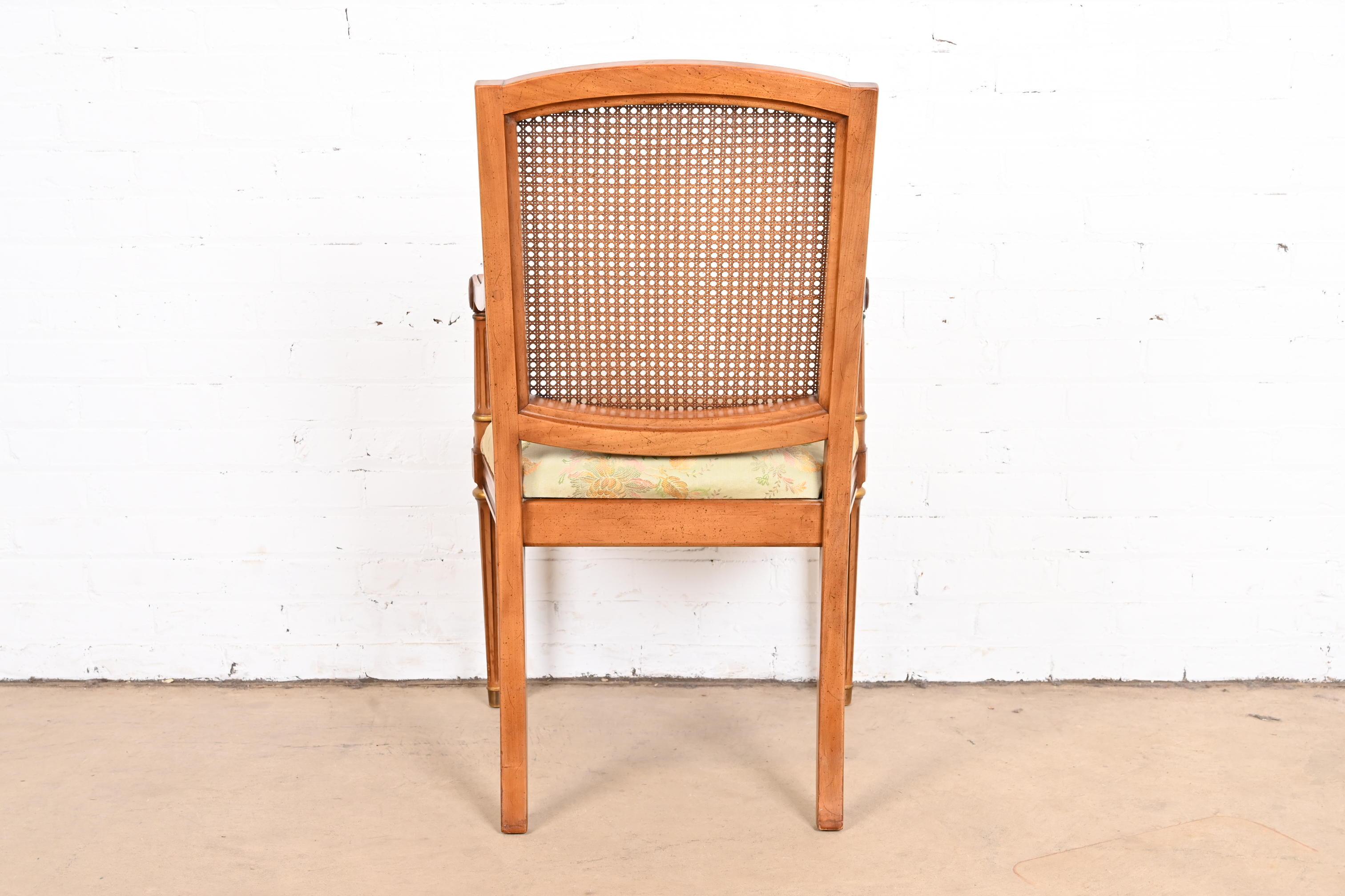Henredon French Regency Louis XVI Carved Cherry Wood Cane Back Armchair, 1960s 4