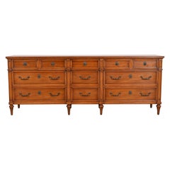 Henredon French Regency Louis XVI Carved Cherry Wood Long Dresser or Credenza