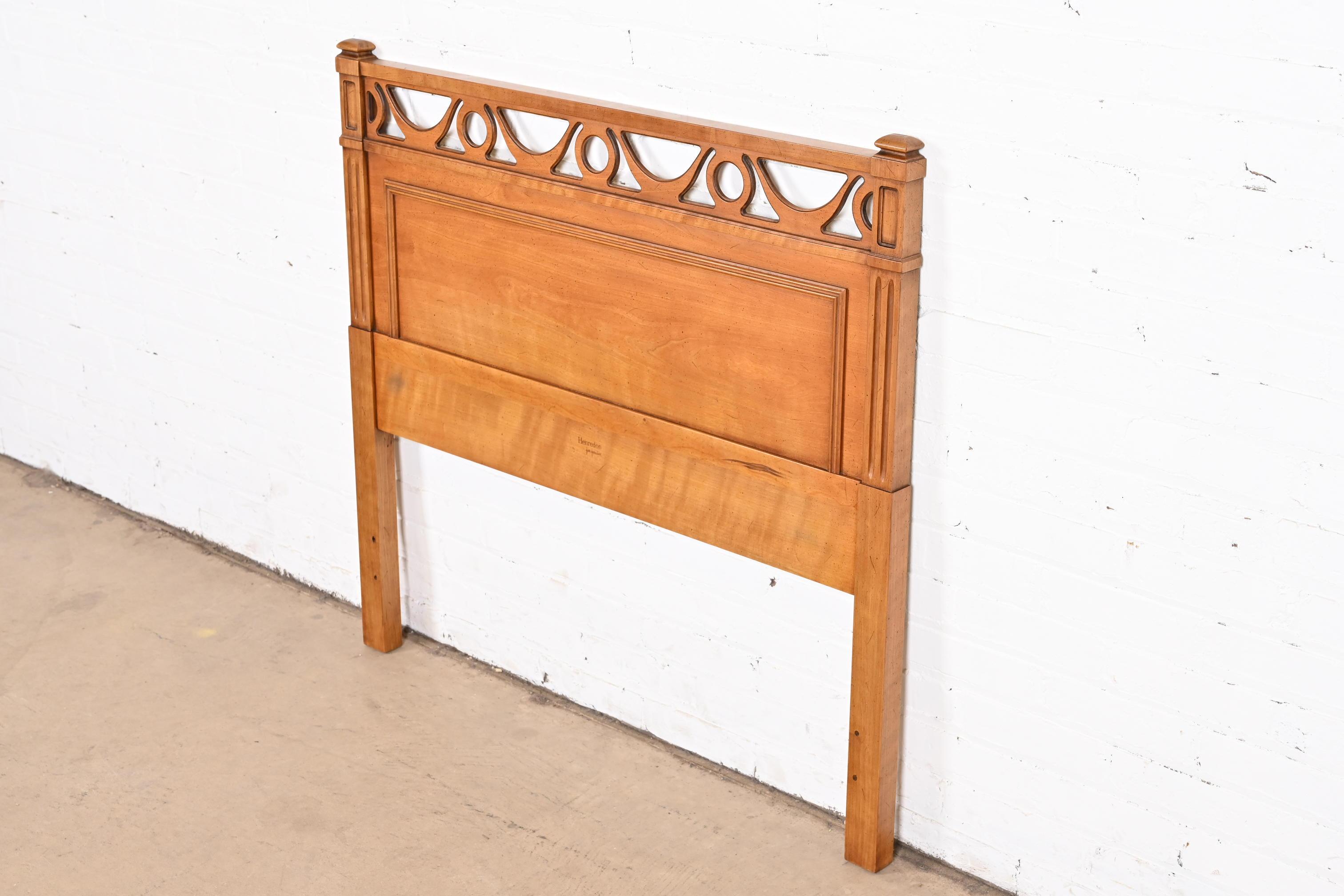 American Henredon French Regency Louis XVI Carved Fruitwood Twin Size Headboard, 1960s