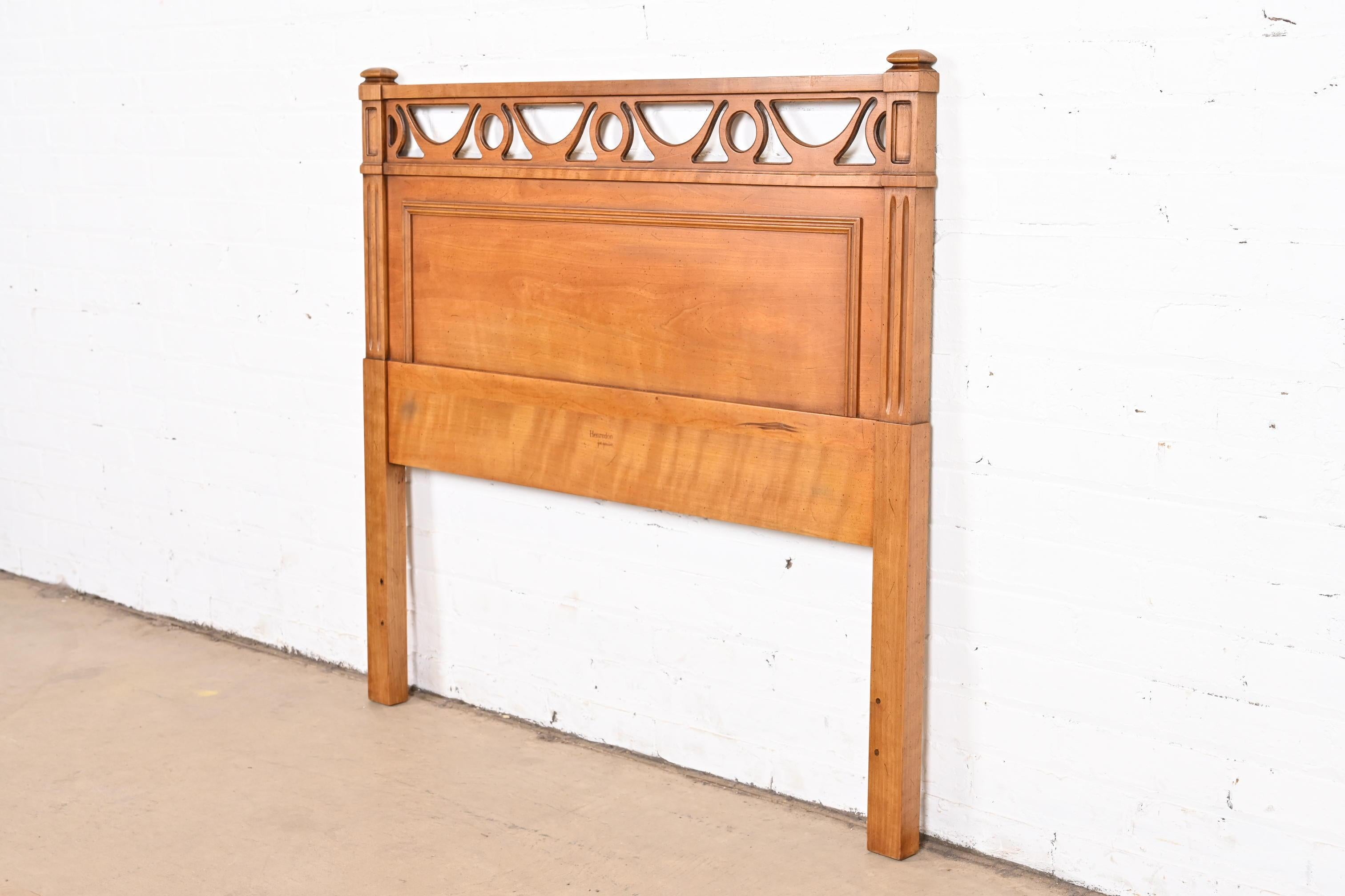 Henredon French Regency Louis XVI Carved Fruitwood Twin Size Headboard, 1960s In Good Condition In South Bend, IN