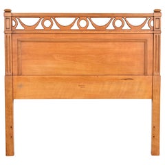 Henredon French Regency Louis XVI Carved Fruitwood Twin Size Headboard, 1960s