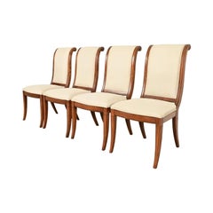 Henredon French Regency Louis XVI Carved Oak Dining Chairs, Set of Four