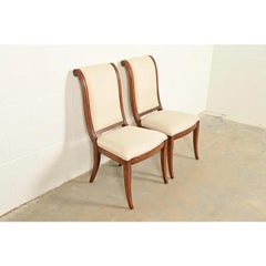 Henredon French Regency Louis XVI Carved Oak Side Chairs or Dining Chairs, Pair