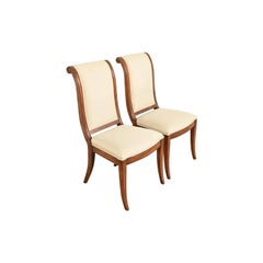 Henredon French Regency Louis XVI Carved Oak Side Chairs or Dining Chairs, Pair