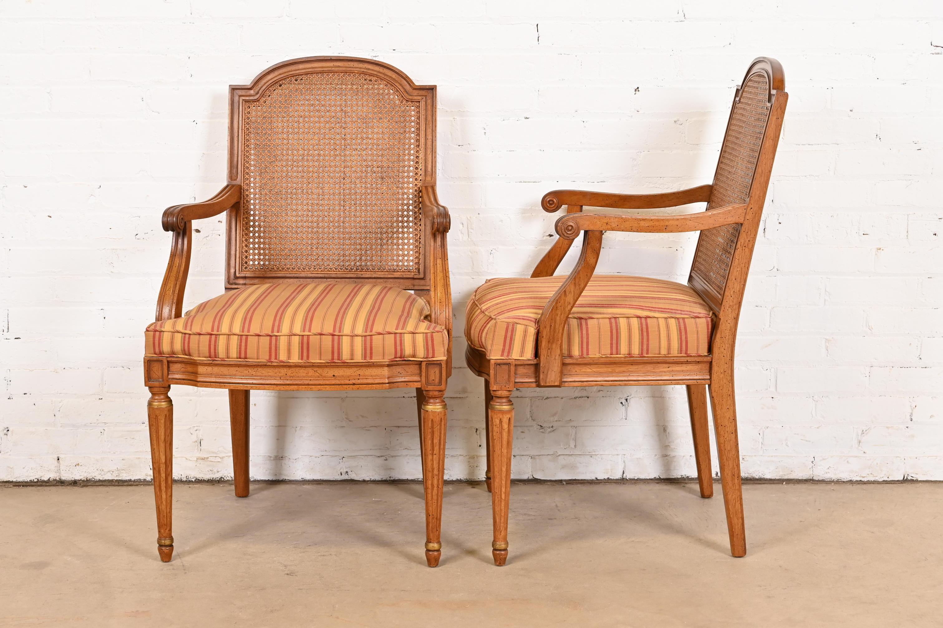 Henredon French Regency Louis XVI Carved Walnut Cane Back Dining Chairs 5