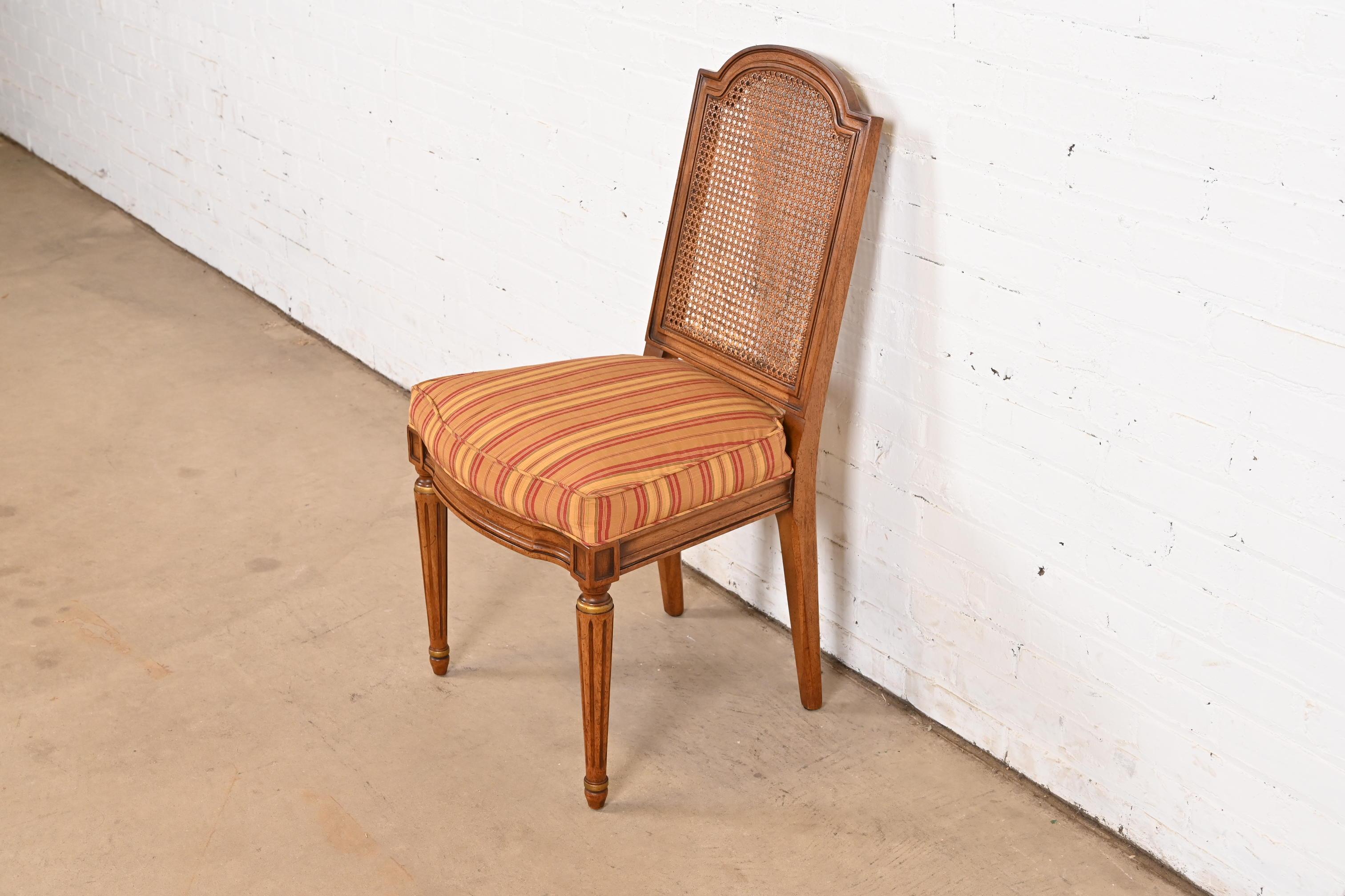 Henredon French Regency Louis XVI Carved Walnut Cane Back Dining Chairs 1