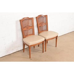 Henredon French Regency Louis XVI Carved Walnut Dining Chairs, Pair