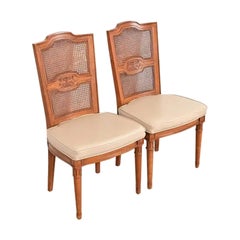Henredon French Regency Louis XVI Carved Walnut Dining Chairs, Pair
