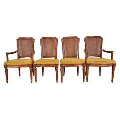 Henredon French Regency Louis XVI Carved Walnut Dining Chairs, Set of Four