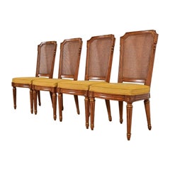 Henredon French Regency Louis XVI Carved Walnut Dining Chairs, Set of Four