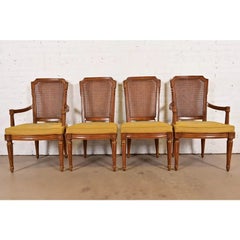 Henredon French Regency Louis XVI Carved Walnut Dining Chairs, Set of Four