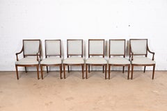 Henredon French Regency Louis XVI Carved Walnut Dining Chairs, Set of Six