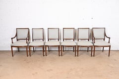 Henredon French Regency Louis XVI Carved Walnut Dining Chairs, Set of Six