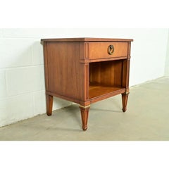 Henredon French Regency Louis XVI Carved Walnut Nightstand, Circa 1960s