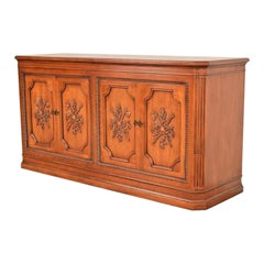 Henredon French Regency Louis XVI Carved Walnut Sideboard Credenza, Circa 1960s