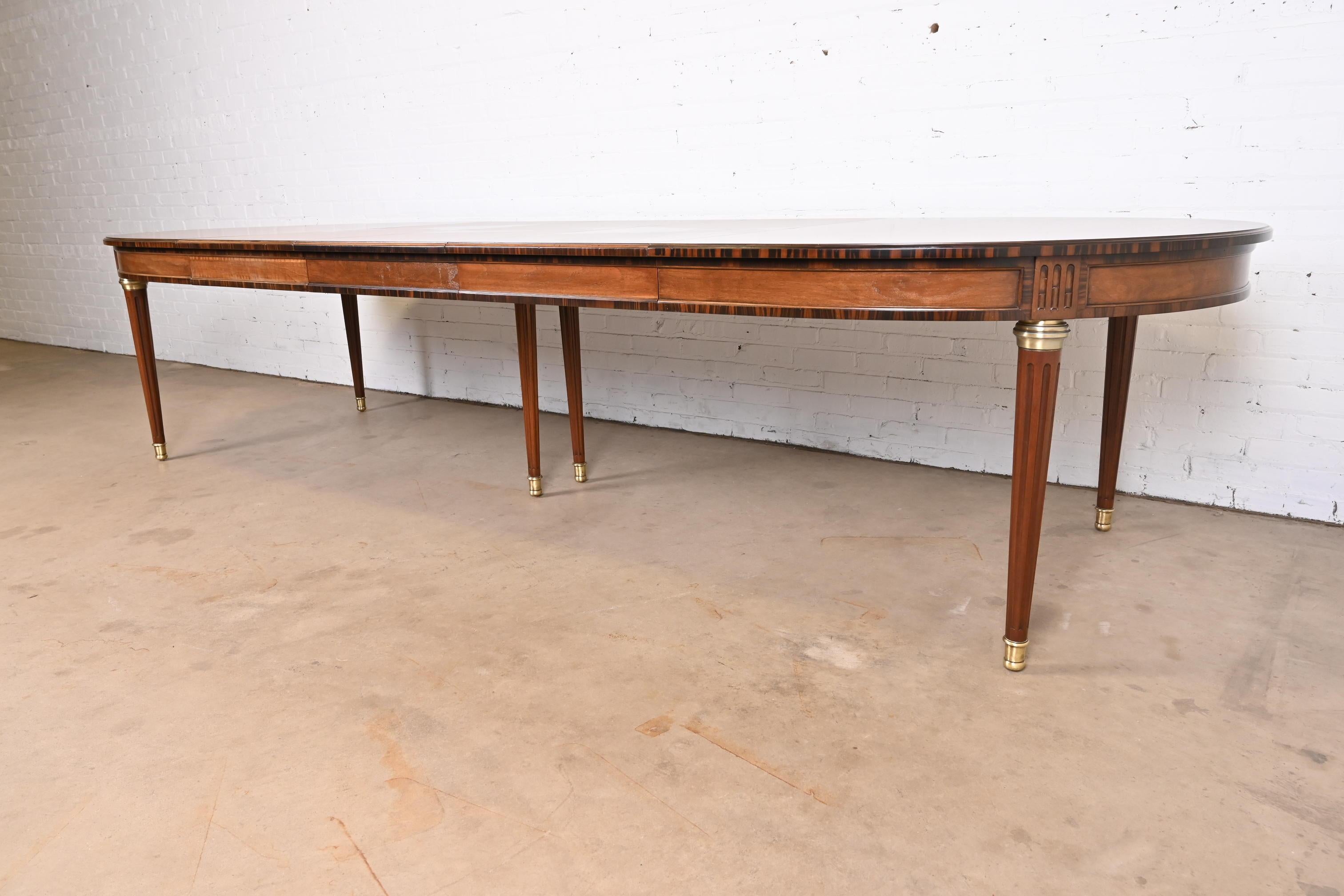 20th Century Henredon French Regency Louis XVI Cherry and Macassar Ebony Dining Table