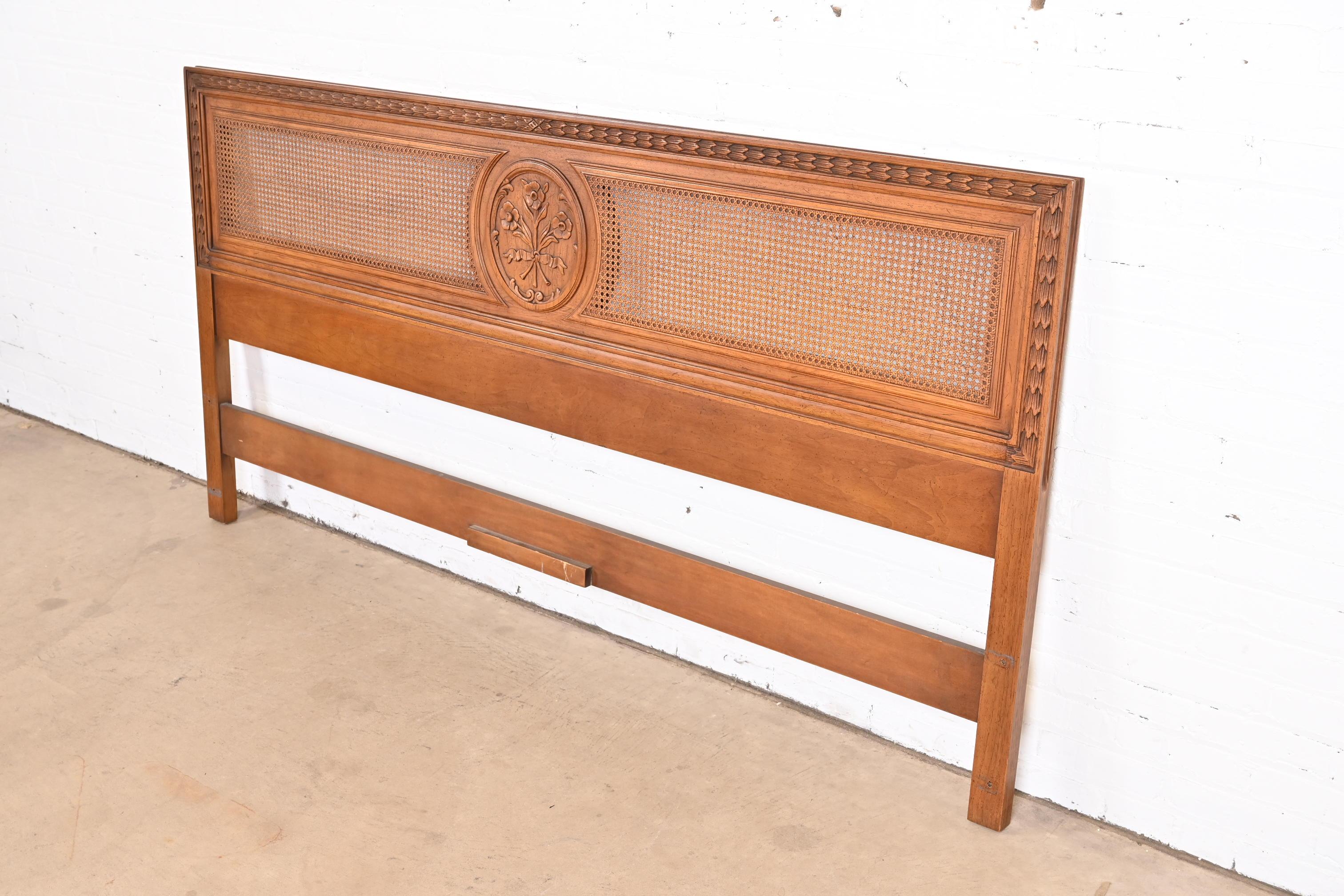 Henredon French Regency Louis XVI Cherry Wood and Cane King Size Headboard In Good Condition In South Bend, IN