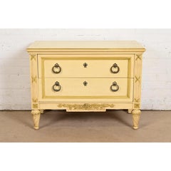 Henredon French Regency Louis XVI Cream Lacquered Bedside Chest, Circa 1960s