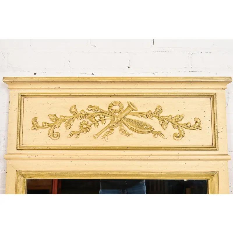 Mid-20th Century Henredon French Regency Louis XVI Cream Lacquered Tall Wall Mirror, Circa 1960s For Sale