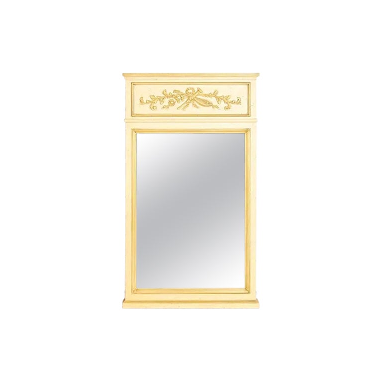 Henredon French Regency Louis XVI Cream Lacquered Tall Wall Mirror, Circa 1960s For Sale