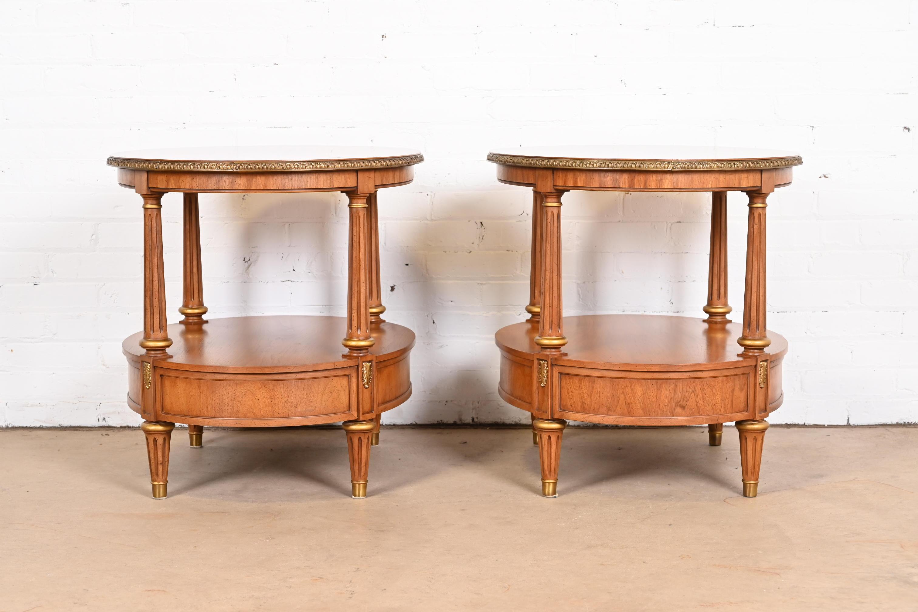 Henredon French Regency Louis XVI Fruitwood and Gold Gilt Nightstands, Pair For Sale 9