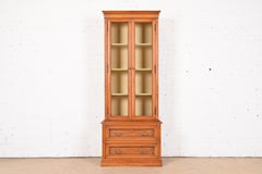 Henredon French Regency Louis XVI Fruitwood Breakfront Bookcase Cabinet, 1960s