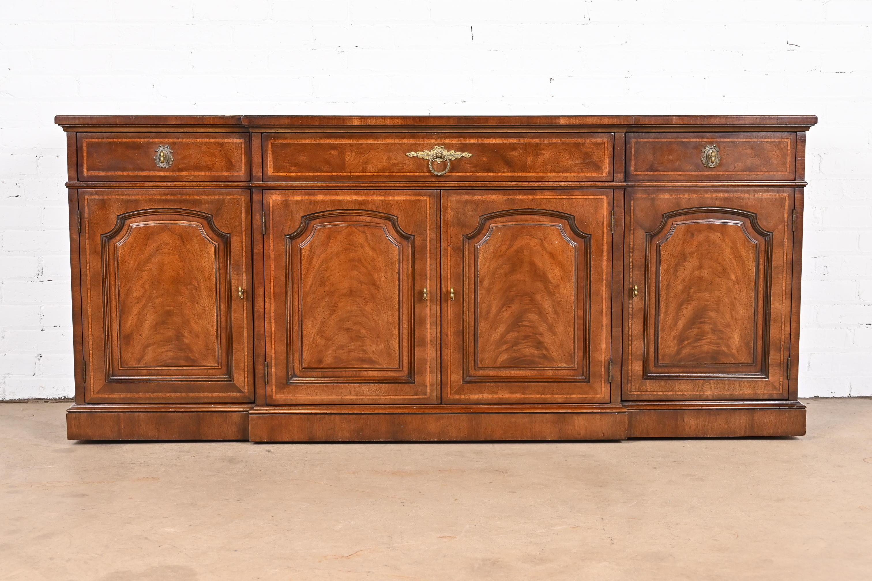 American Henredon French Regency Louis XVI Inlaid Mahogany Sideboard or Bar Cabinet