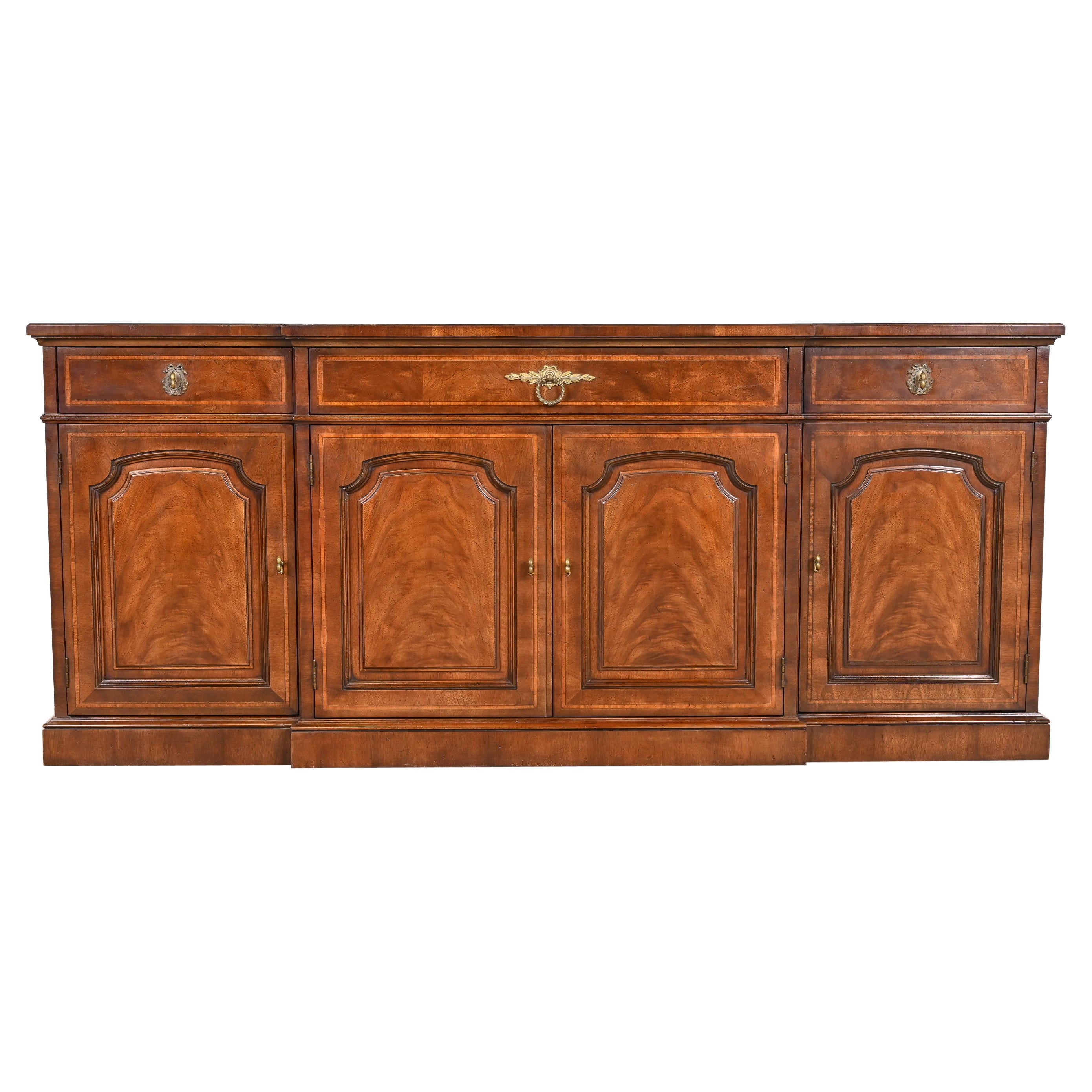 Henredon French Regency Louis XVI Inlaid Mahogany Sideboard or Bar Cabinet