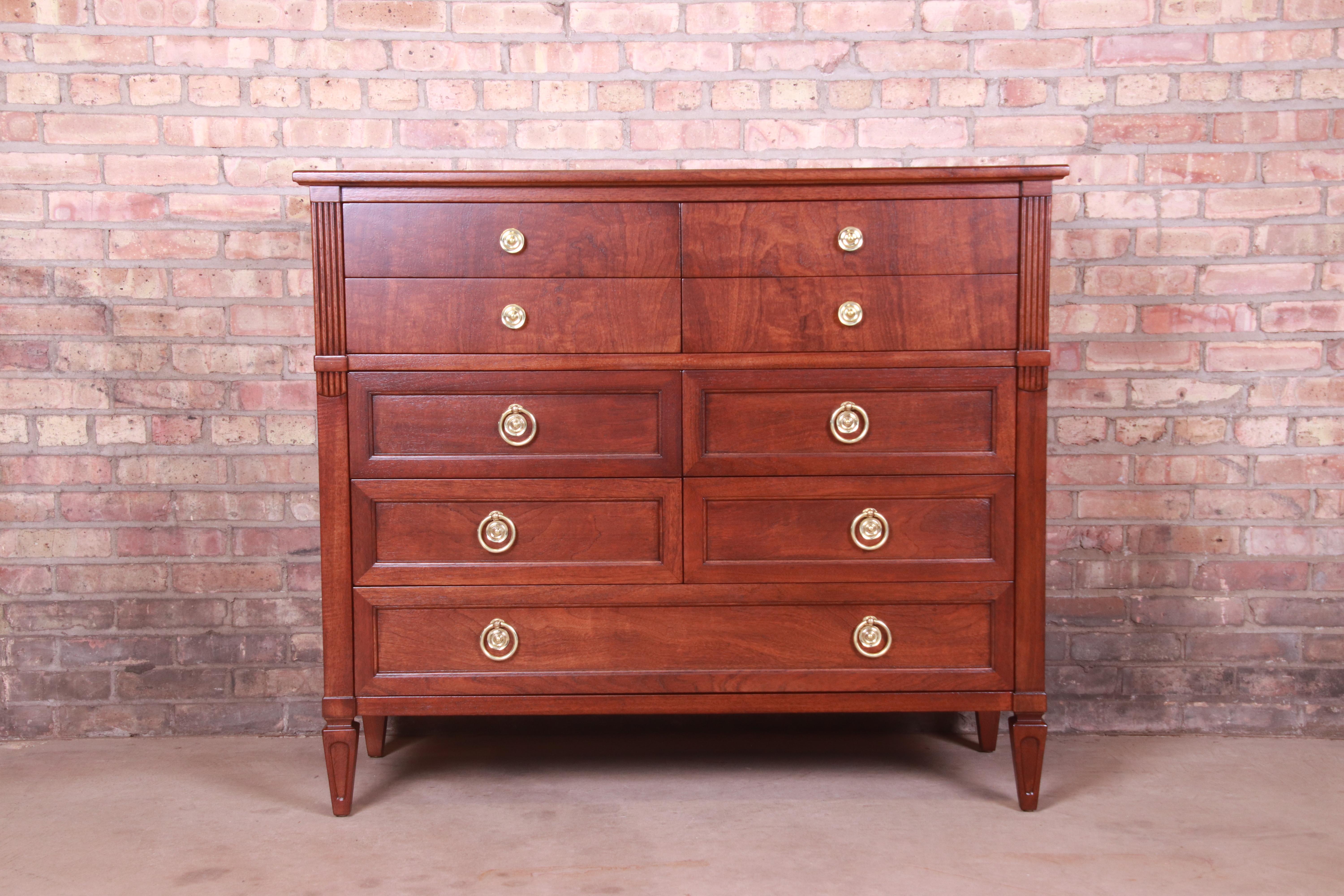 American Henredon French Regency Louis XVI Mahogany Chest of Drawers, Newly Refinished