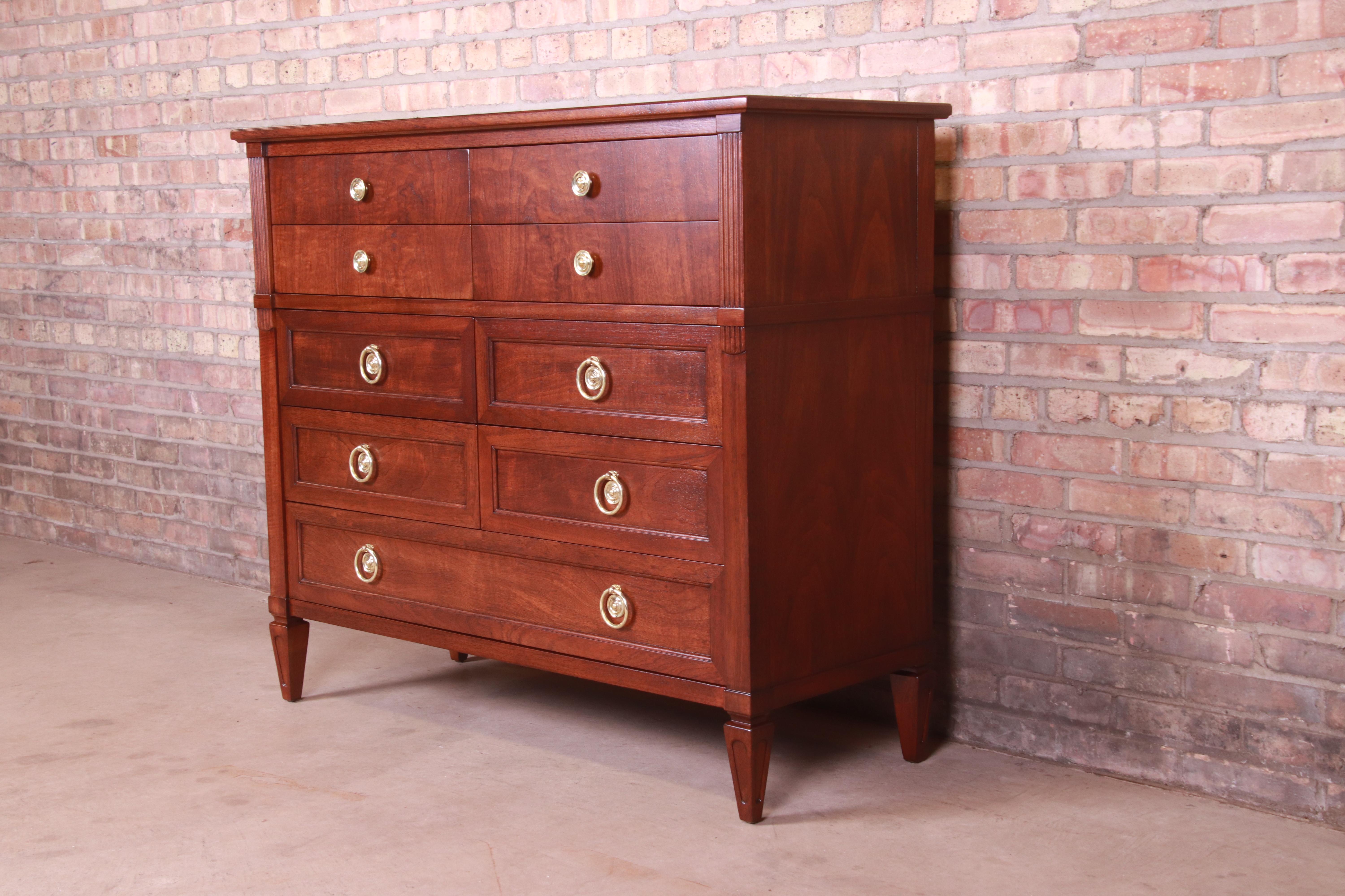 20th Century Henredon French Regency Louis XVI Mahogany Chest of Drawers, Newly Refinished