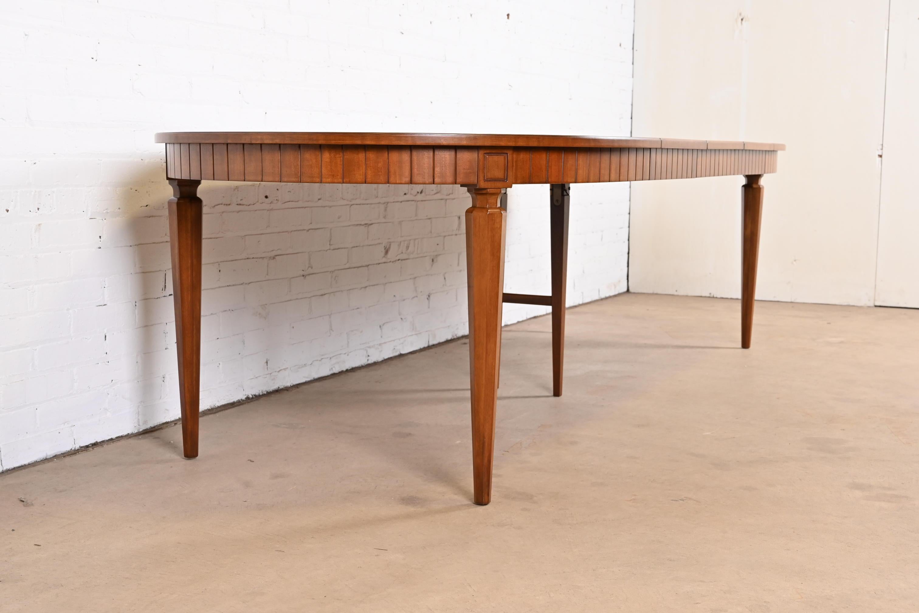 Mid-20th Century Henredon French Regency Louis XVI Walnut Extension Dining Table, Refinished