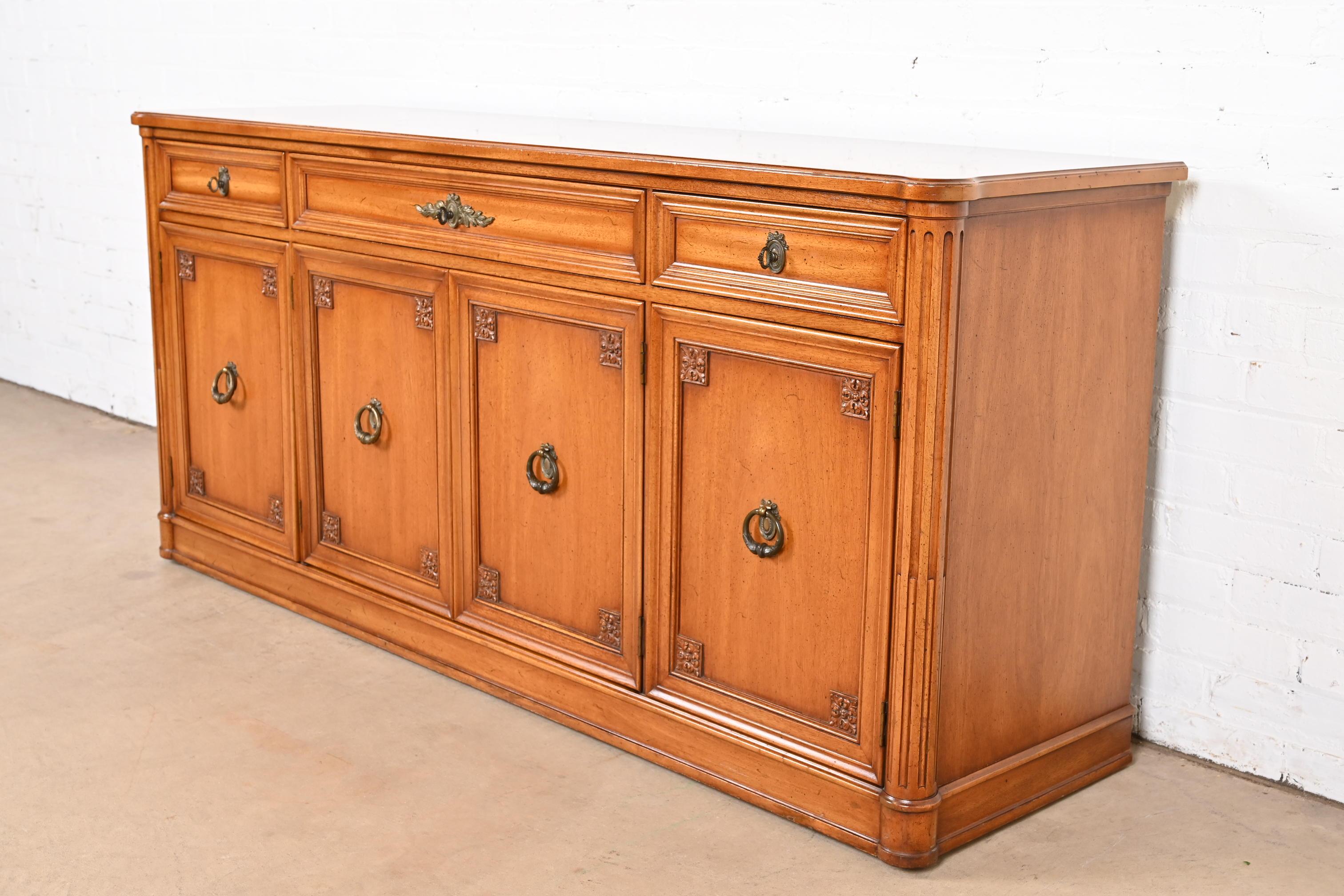 American Henredon French Regency Louis XVI Walnut Sideboard Credenza or Bar Cabinet