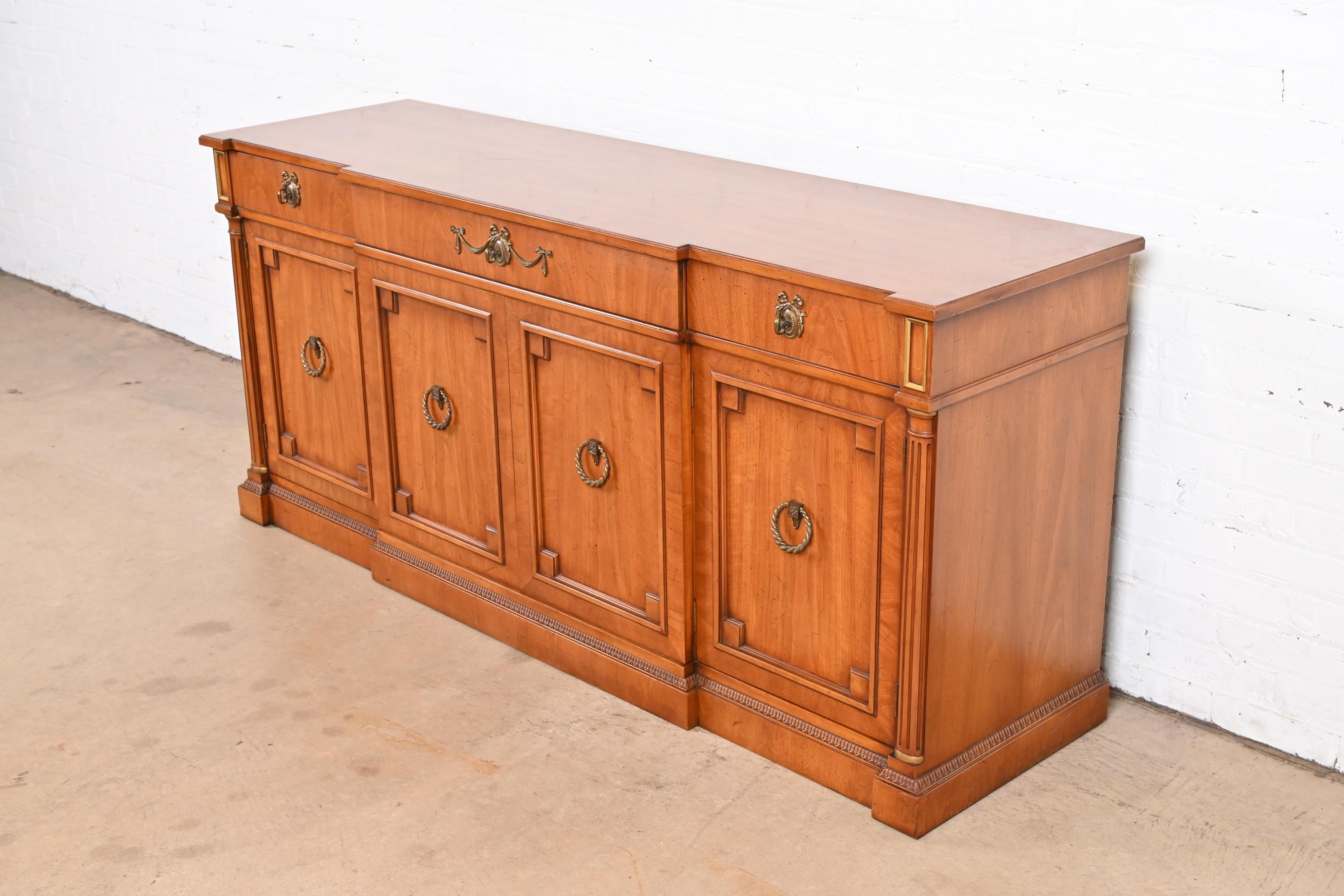 Mid-20th Century Henredon French Regency Louis XVI Walnut Sideboard Credenza or Bar Cabinet For Sale