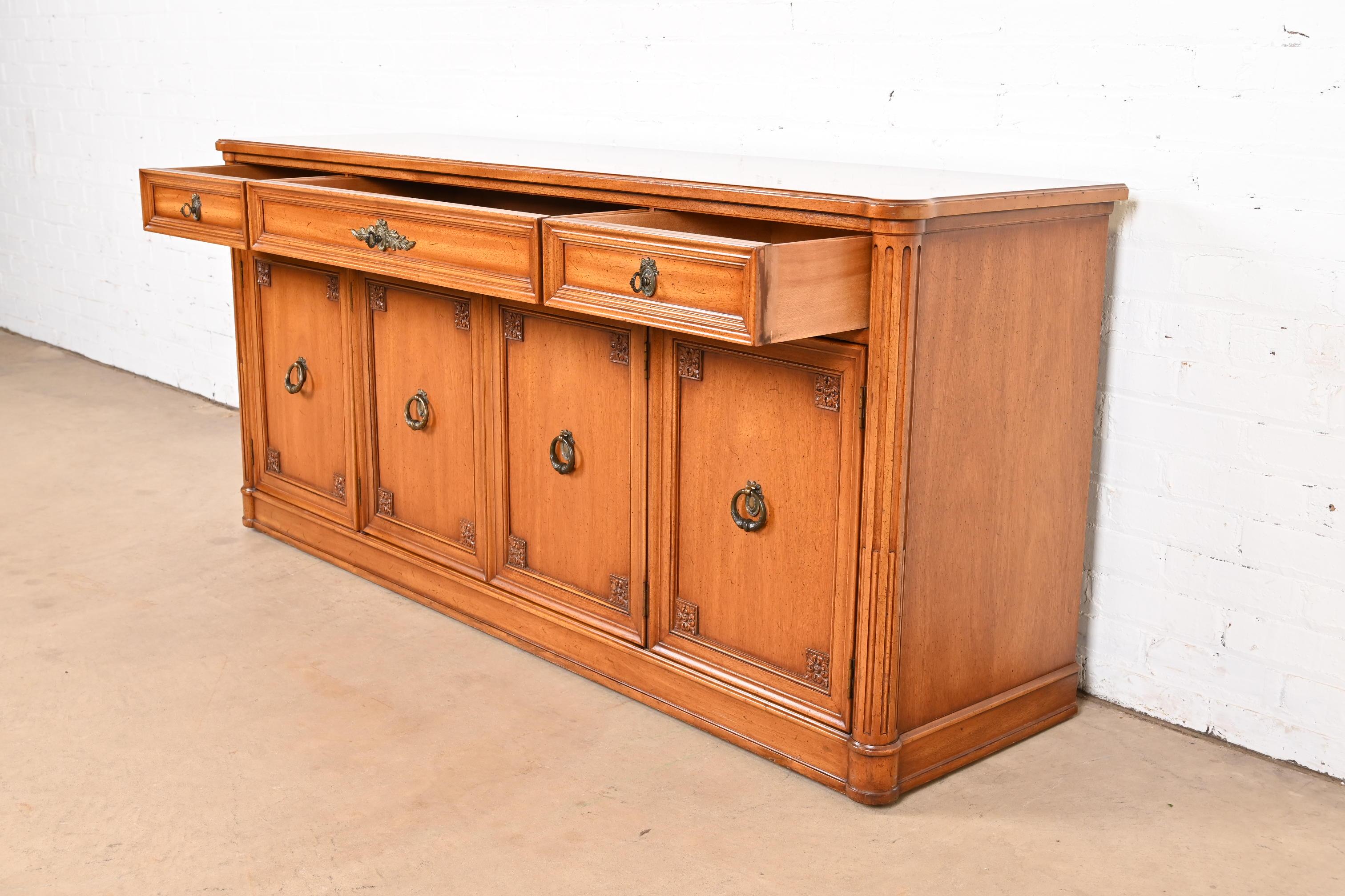 Henredon French Regency Louis XVI Walnut Sideboard Credenza or Bar Cabinet 2