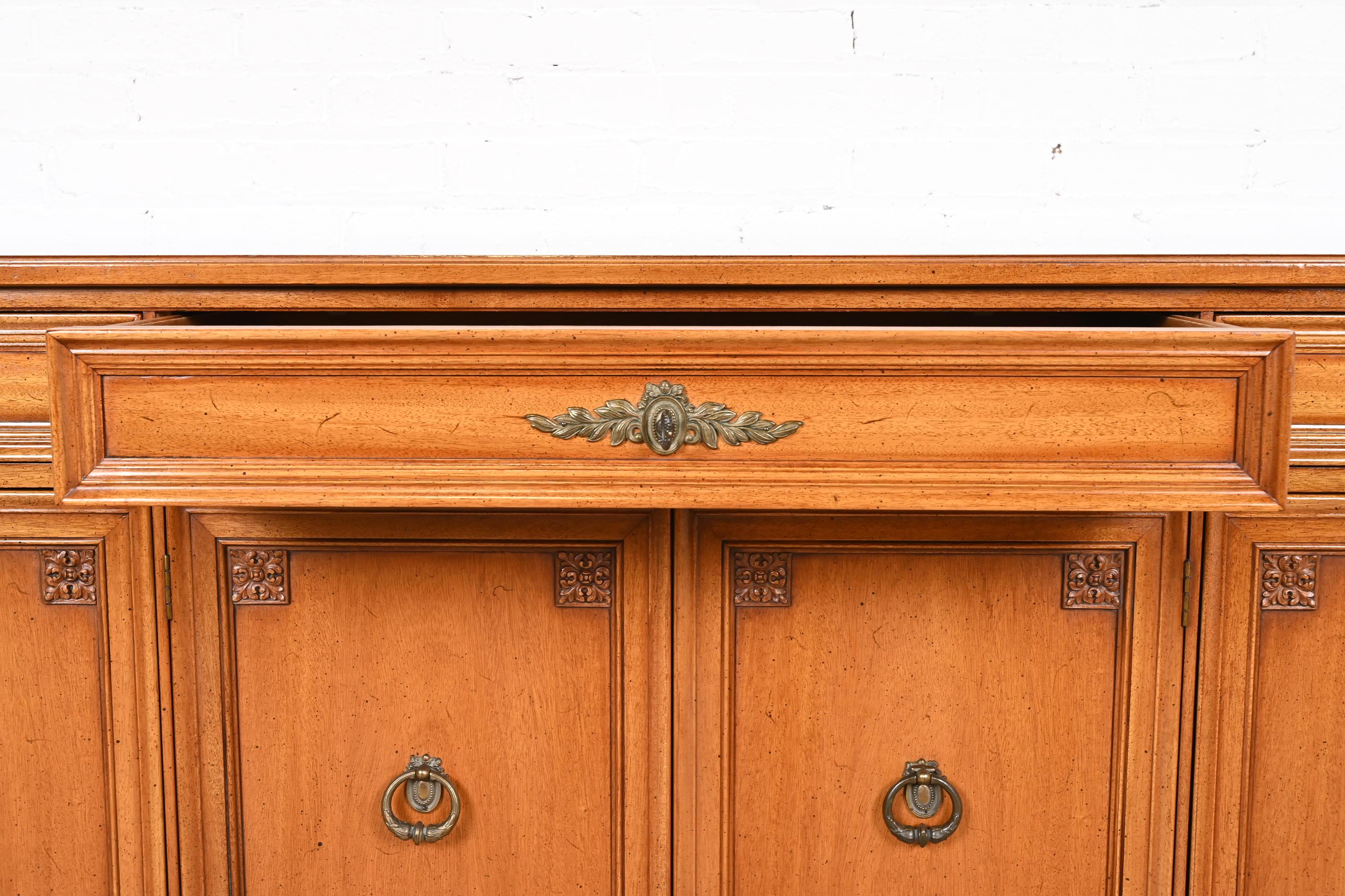 Henredon French Regency Louis XVI Walnut Sideboard Credenza or Bar Cabinet 3