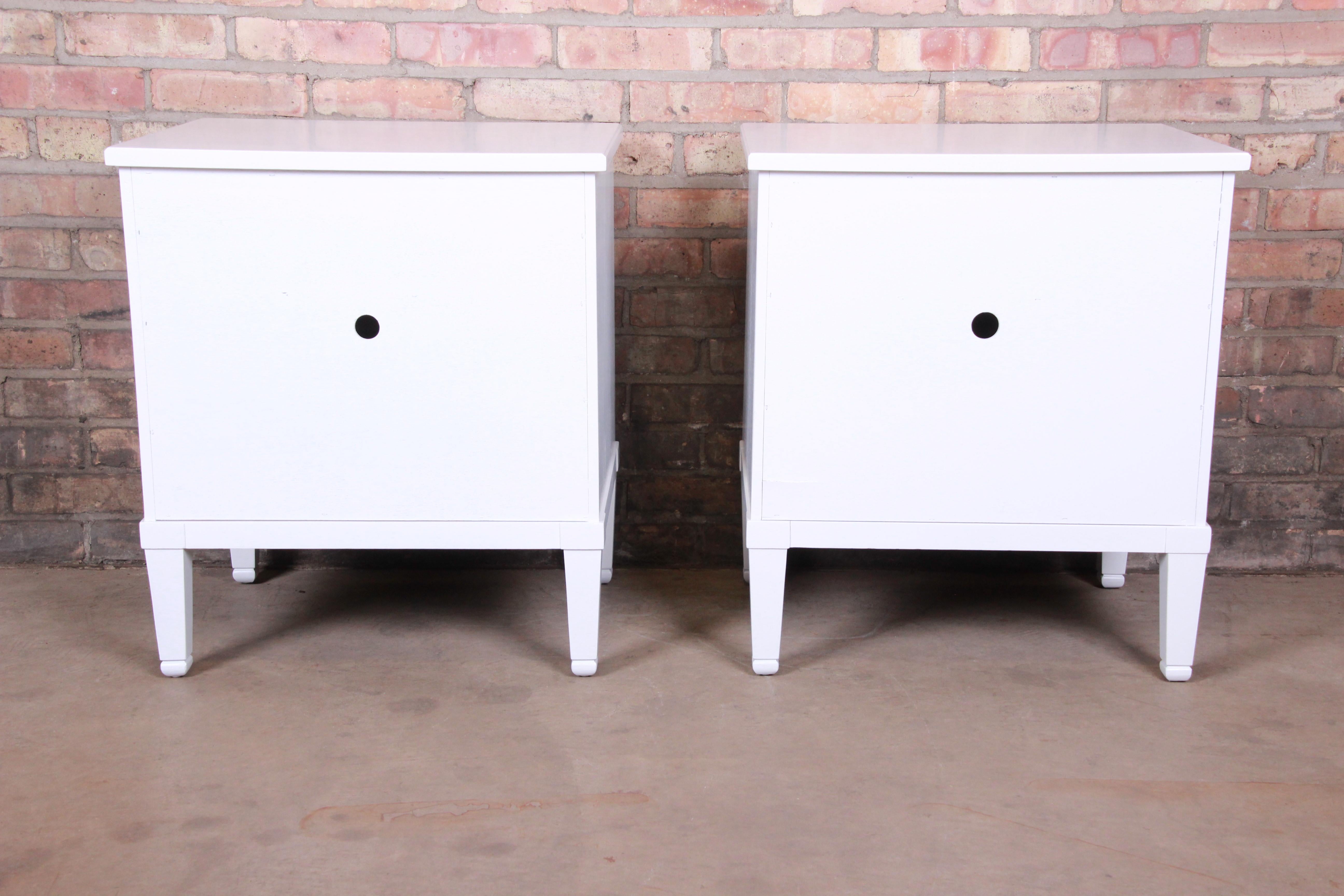 Henredon French Regency Louis XVI White Lacquered Nightstands, Newly Refinished 9