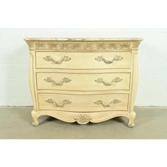 Henredon French Rococo Louis XV Carved Oak and Silver Gilt Marble Top Commode