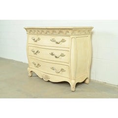 Henredon French Rococo Louis XV Carved Oak and Silver Gilt Marble Top Commode