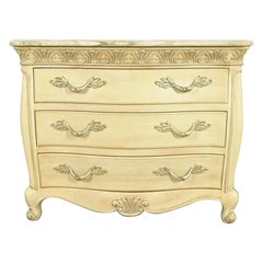 Henredon French Rococo Louis XV Carved Oak and Silver Gilt Marble Top Commode