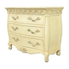 Henredon French Rococo Louis XV Carved Oak and Silver Gilt Marble Top Commode