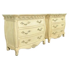 Paire de commodes en chêne et argent doré à plateau de marbre, French Rococo Louis XV