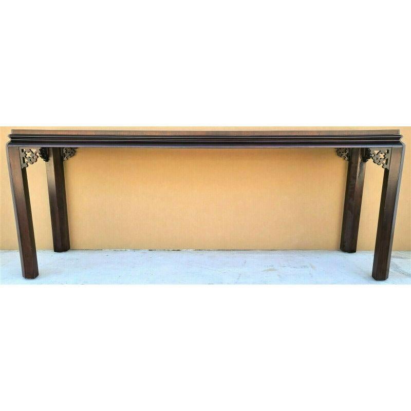 For FULL item description click on CONTINUE READING at the bottom of this page.

Offering One Of Our Recent Palm Beach Estate Fine Furniture Acquisitions Of A
A Henredon Fretted Asian chinoiserie mahogany console table.

Approximate measurements in