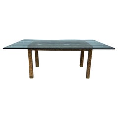Henredon Fretwork Tortoise Shell Base w/  3/4" Glass Top Dining Table
