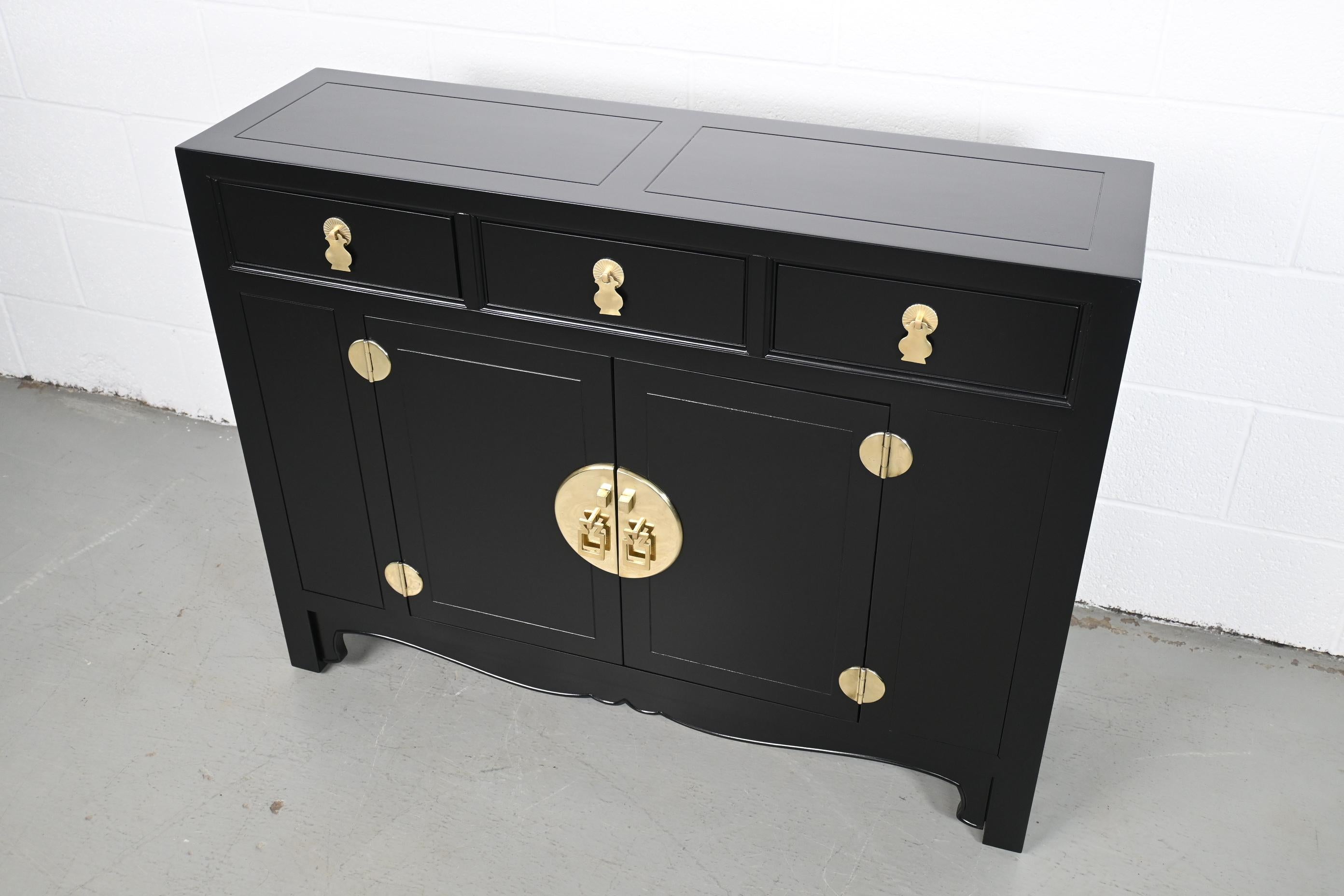 Lacquered Henredon Furniture Asian Inspired Petite Sideboard