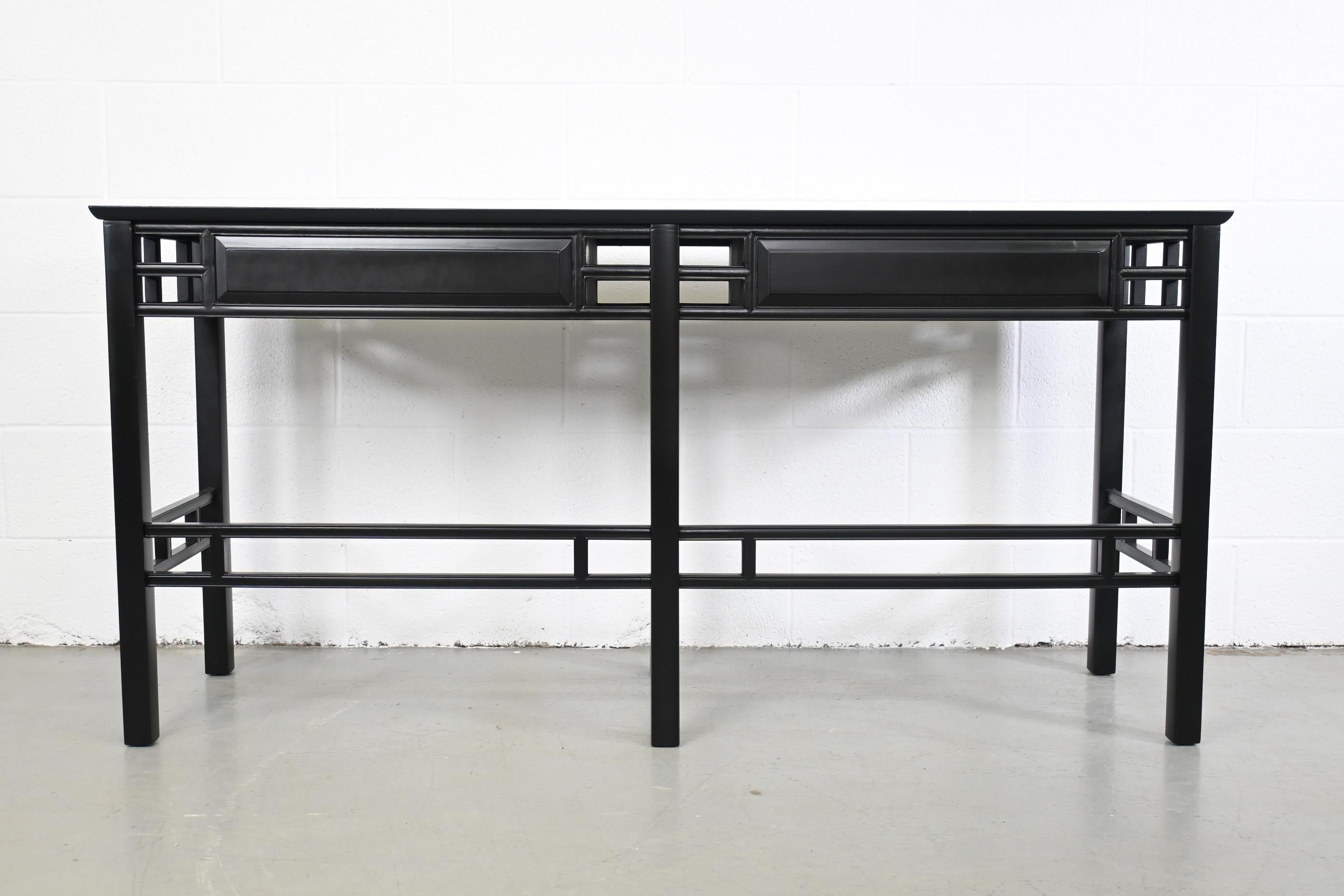 Henredon Furniture Black Lacquered Console Table 3