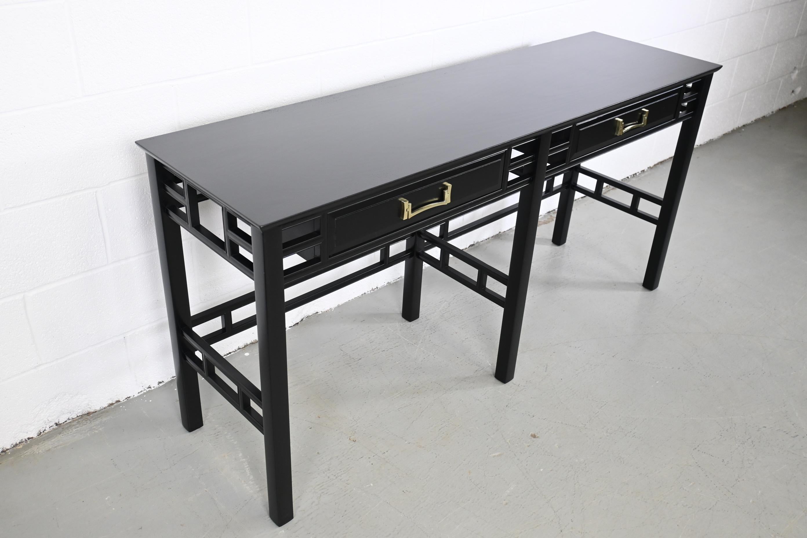 American Henredon Furniture Black Lacquered Console Table