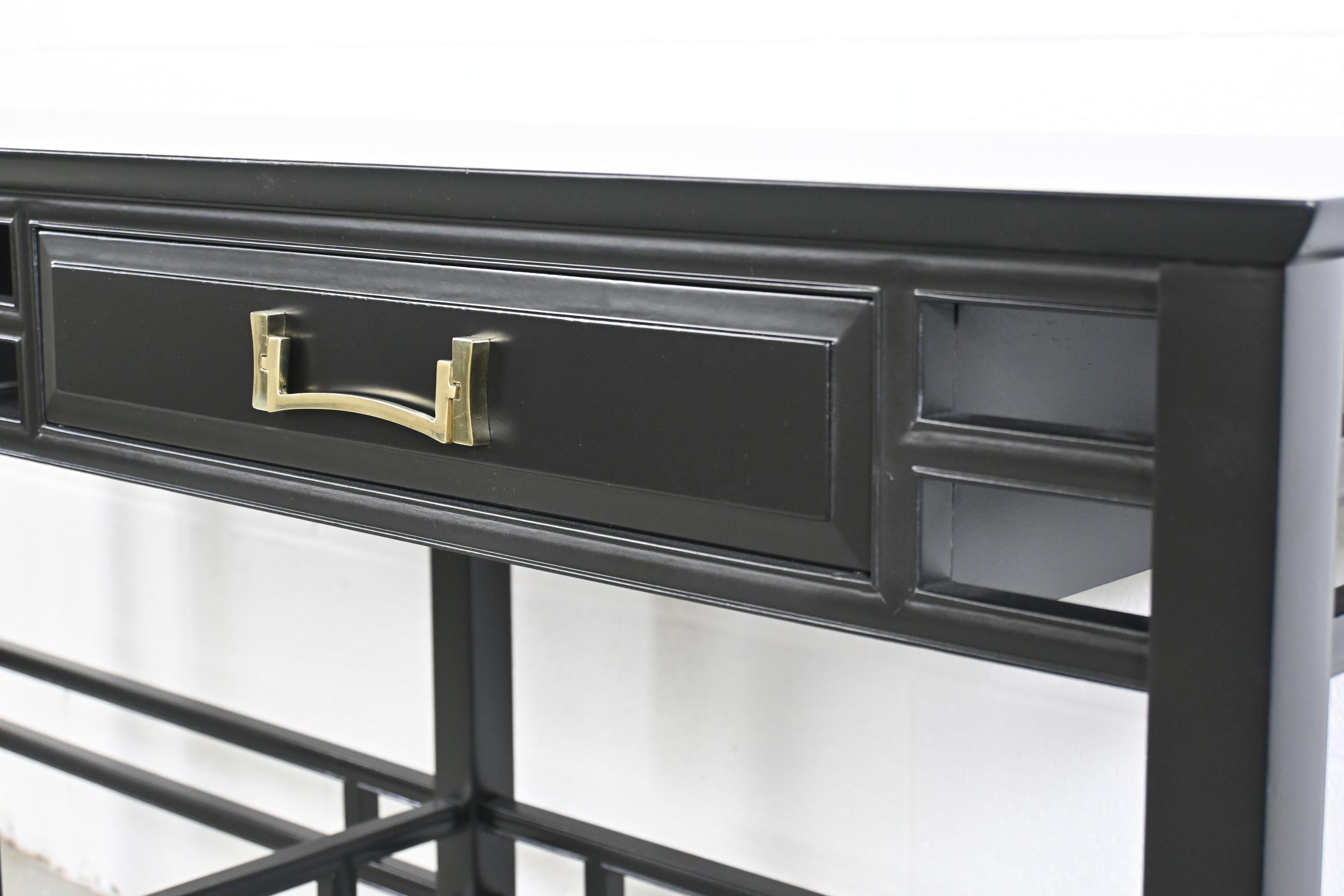 Henredon Furniture Black Lacquered Console Table 1