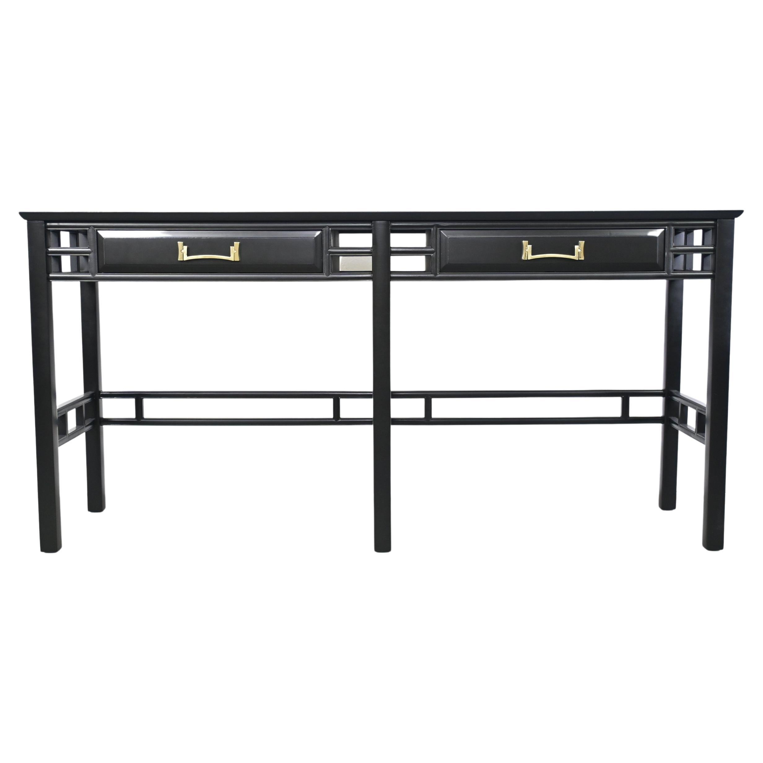Henredon Furniture Black Lacquered Console Table For Sale at 1stDibs